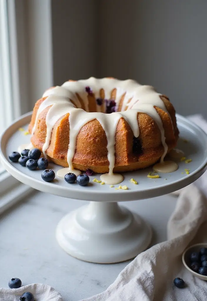 25 Blueberry Cake Recipes That Taste Like Summer Sunshine - 20. Blueberry Bundt Cake with Vanilla Glaze