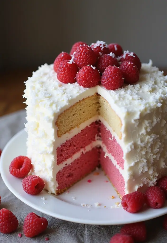 25 Christmas Cake Recipes That Steal the Holiday Spotlight - 11. Raspberry Coconut Cake