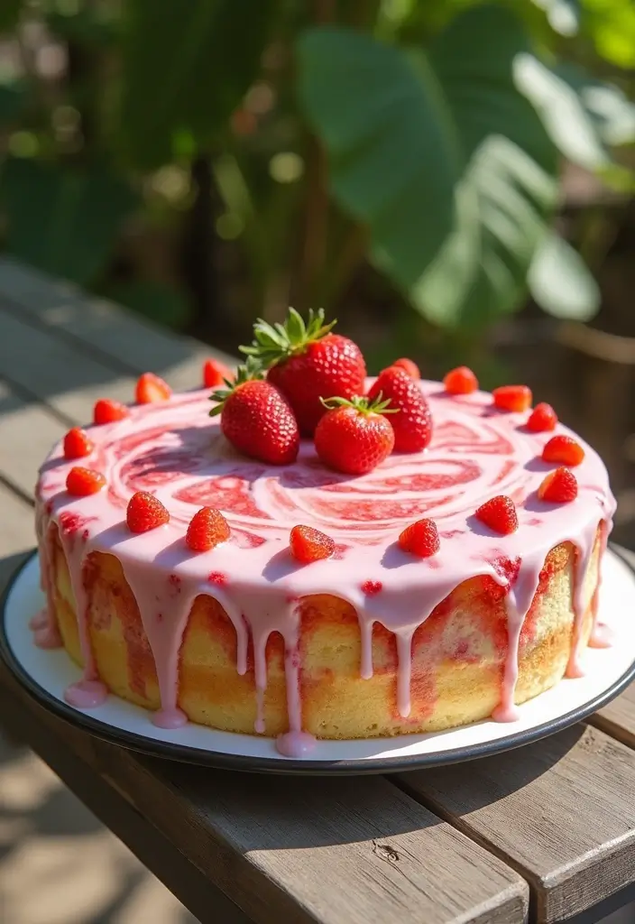 25 Marble Cake Recipes That Are Beautiful Inside & Out - 12. Strawberry Marble Cake