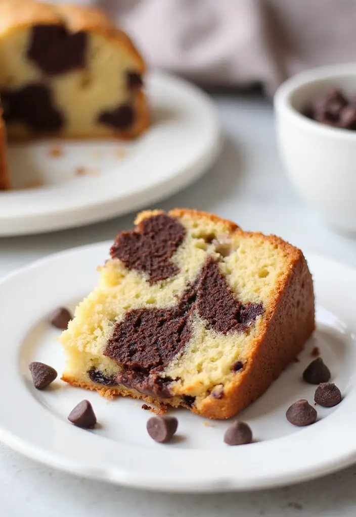 25 Marble Cake Recipes That Are Beautiful Inside & Out - 14. Chocolate Chip Marble Cake