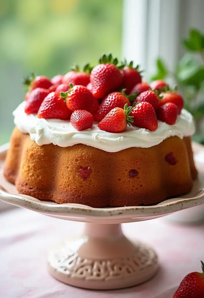 25 Pound Cake Recipes That Are Moist Rich & Buttery - 13. Strawberry Shortcake Pound Cake