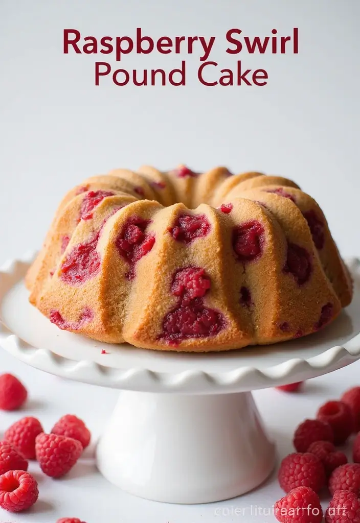 25 Pound Cake Recipes That Are Moist Rich & Buttery - 8. Raspberry Swirl Pound Cake