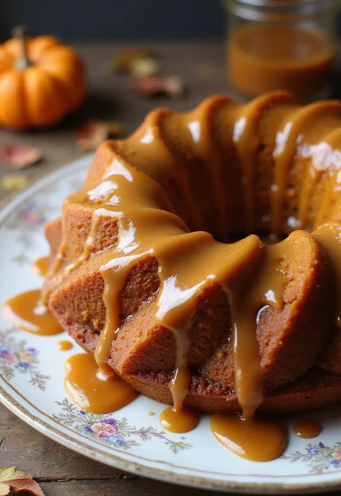 25 Pumpkin Bundt Cake Recipes That Are Pure Fall Perfection - 14. Pumpkin Bundt Cake with Caramel Sauce