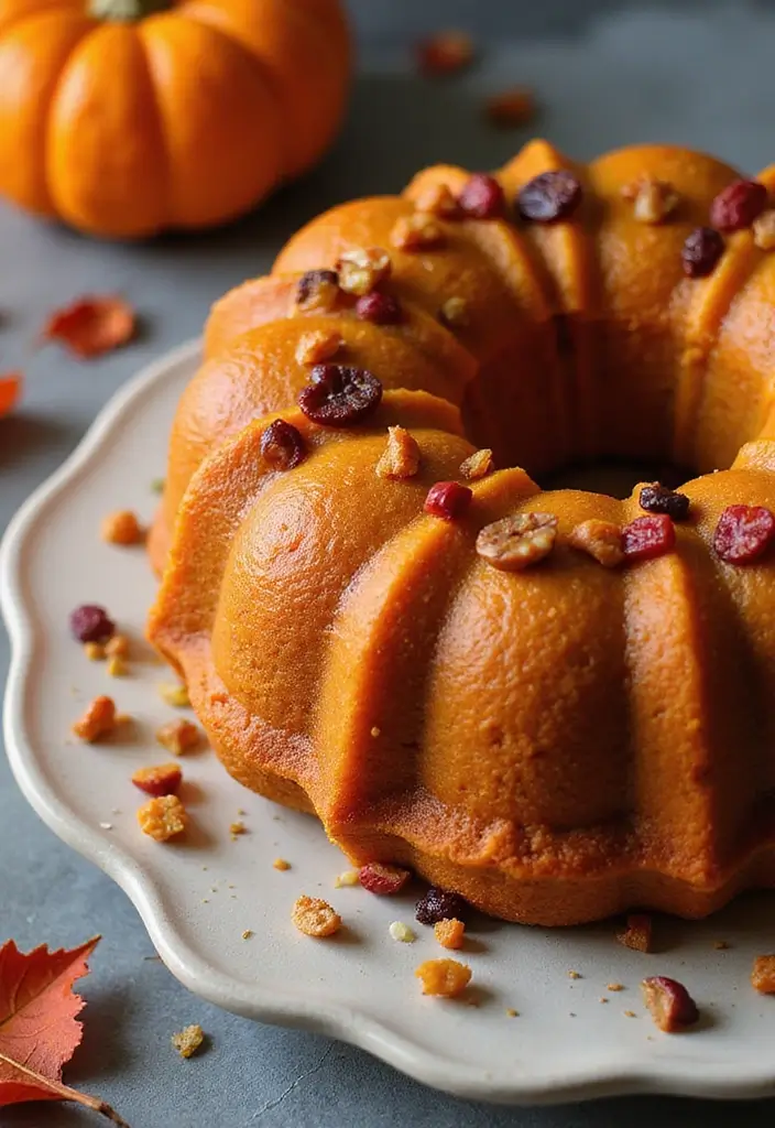 25 Pumpkin Bundt Cake Recipes That Are Pure Fall Perfection - 20. Pumpkin Bundt Cake with Dried Fruits