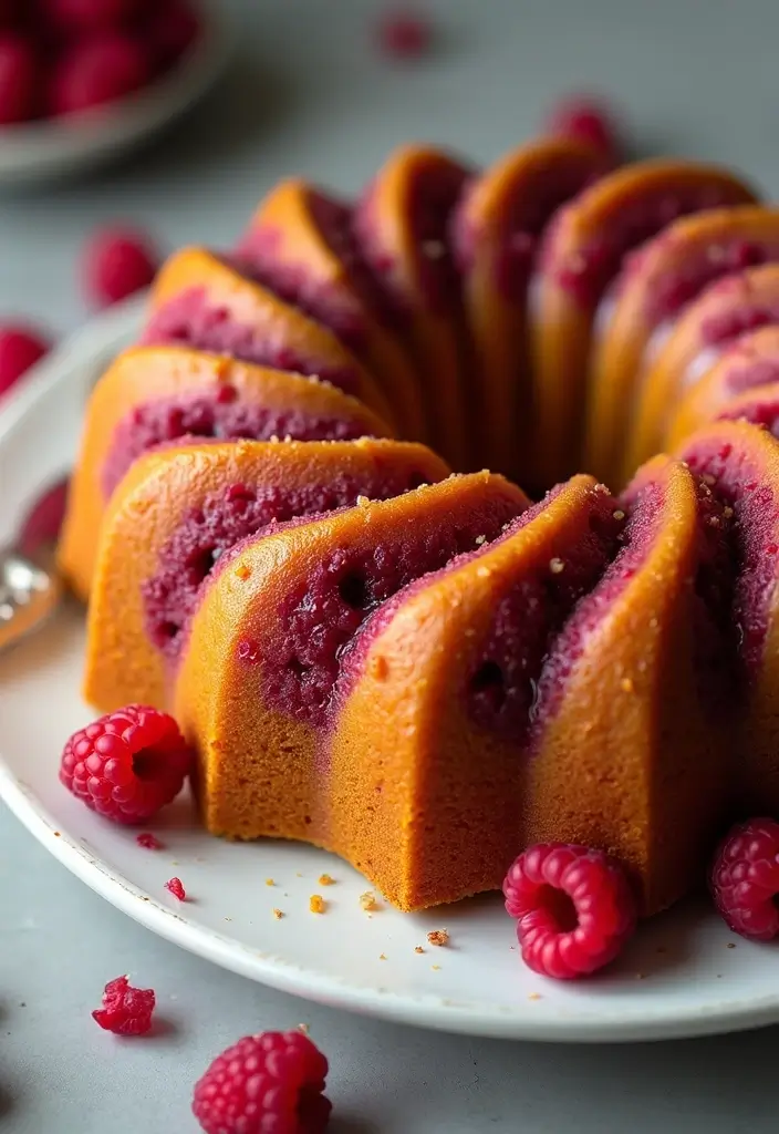 25 Pumpkin Bundt Cake Recipes That Are Pure Fall Perfection - 25. Pumpkin Bundt Cake with Raspberry Swirl