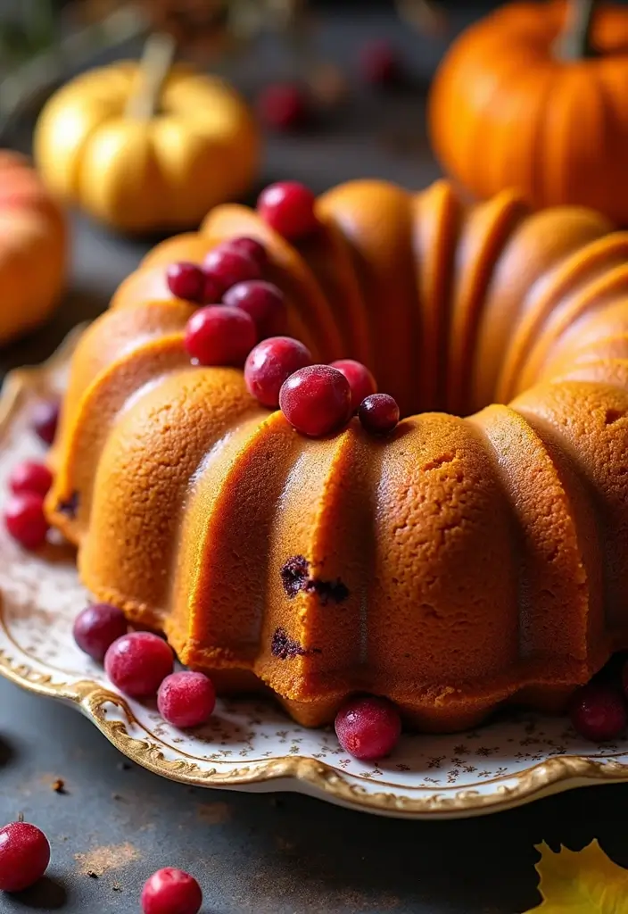 25 Pumpkin Bundt Cake Recipes That Are Pure Fall Perfection - 7. Pumpkin Bundt Cake with Cranberries
