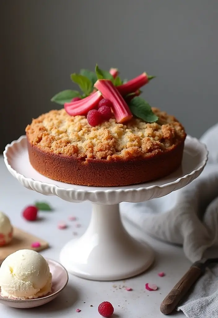 25 Rhubarb Cake Recipes That Celebrate Spring Flavors - 10. Rhubarb Crumble Cake