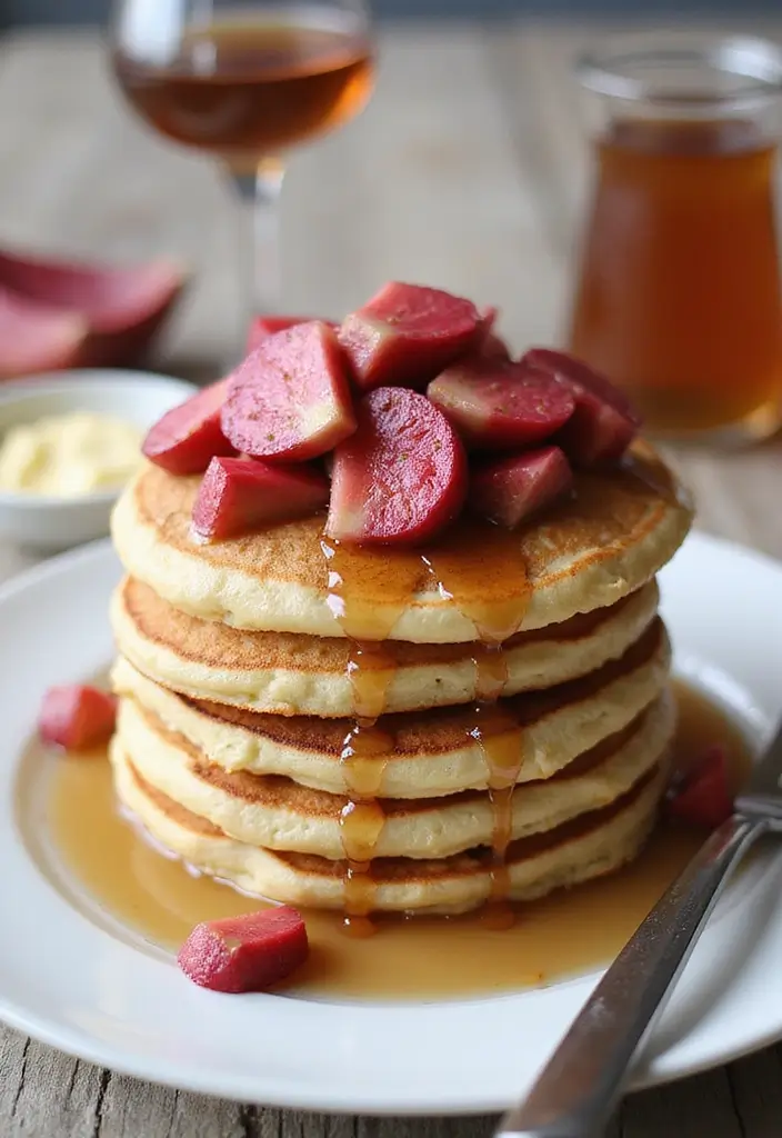 25 Rhubarb Cake Recipes That Celebrate Spring Flavors - 14. Rhubarb Pancakes