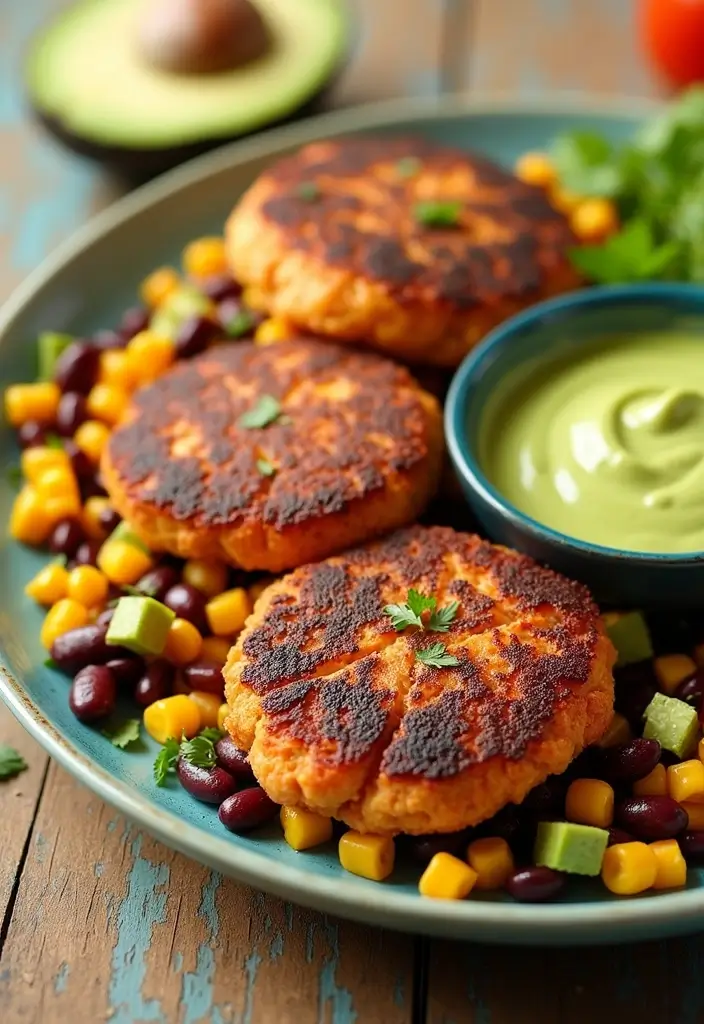 25 Salmon Cake Recipes That Are Quick, Healthy & Delicious - 9. Southwest Salmon Cakes with Avocado Sauce