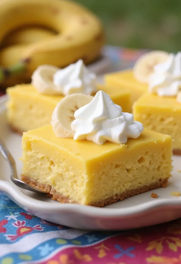 25 Yellow Cake Mix Recipes You’ll Make Again and Again - 5. Banana Yellow Cake Mix Pudding Bars