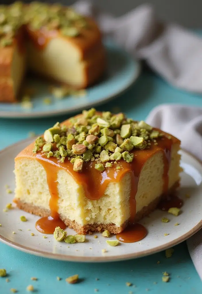 27 Caramel Cake Recipes That Are Sweet, Sticky & Irresistible - 23. Caramel Pistachio Cake