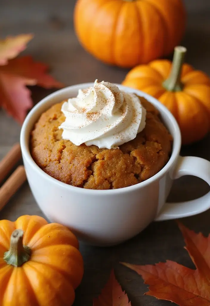 27 Mug Cake Recipes You Can Make in Minutes - 11. Pumpkin Spice Mug Cake