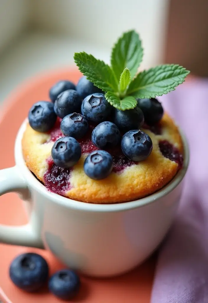 27 Mug Cake Recipes You Can Make in Minutes - 14. Blueberry Muffin Mug Cake