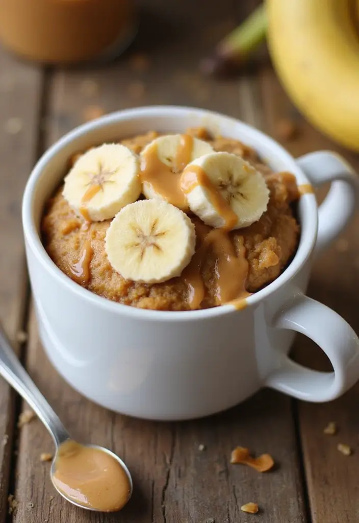 27 Mug Cake Recipes You Can Make in Minutes - 2. Peanut Butter Banana Mug Cake