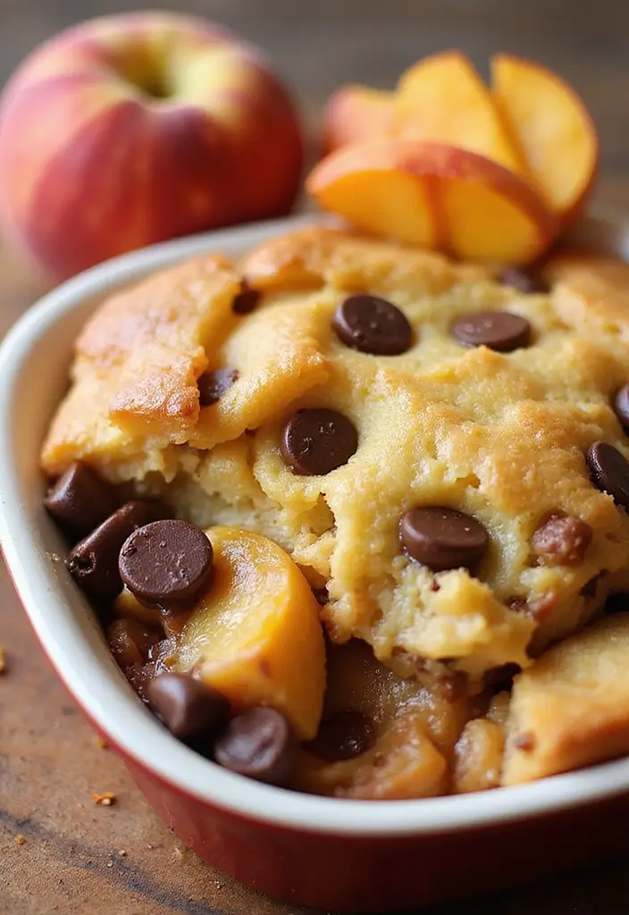 27 Peach Dump Cake Recipes You’ll Want All Summer Long - 10. Peach Chocolate Chip Dump Cake