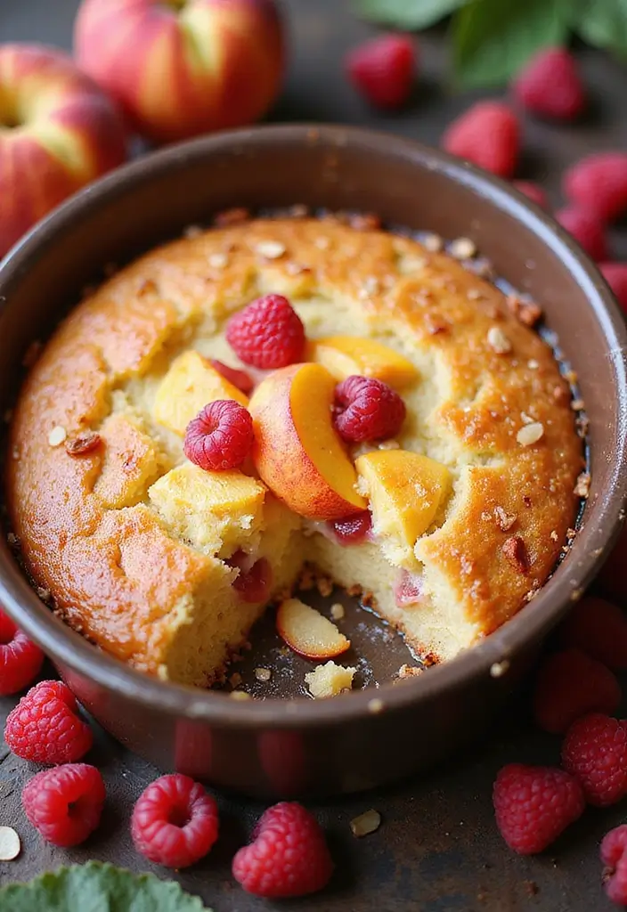 27 Peach Dump Cake Recipes You’ll Want All Summer Long - 21. Peach and Raspberry Almond Dump Cake