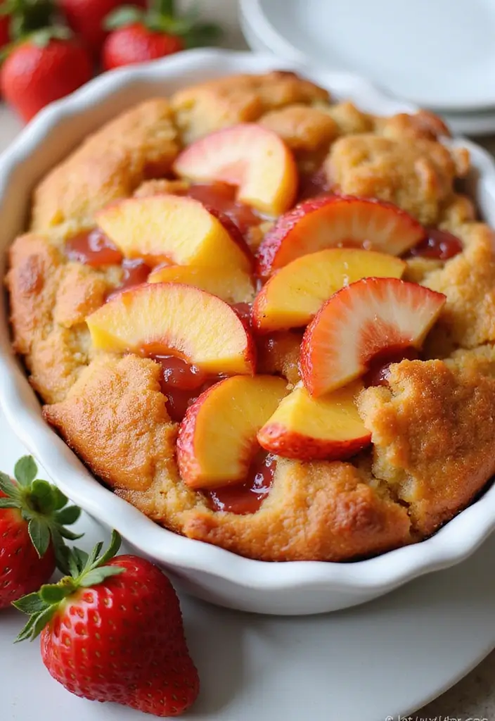 27 Peach Dump Cake Recipes You’ll Want All Summer Long - 23. Peach and Strawberry Jam Dump Cake
