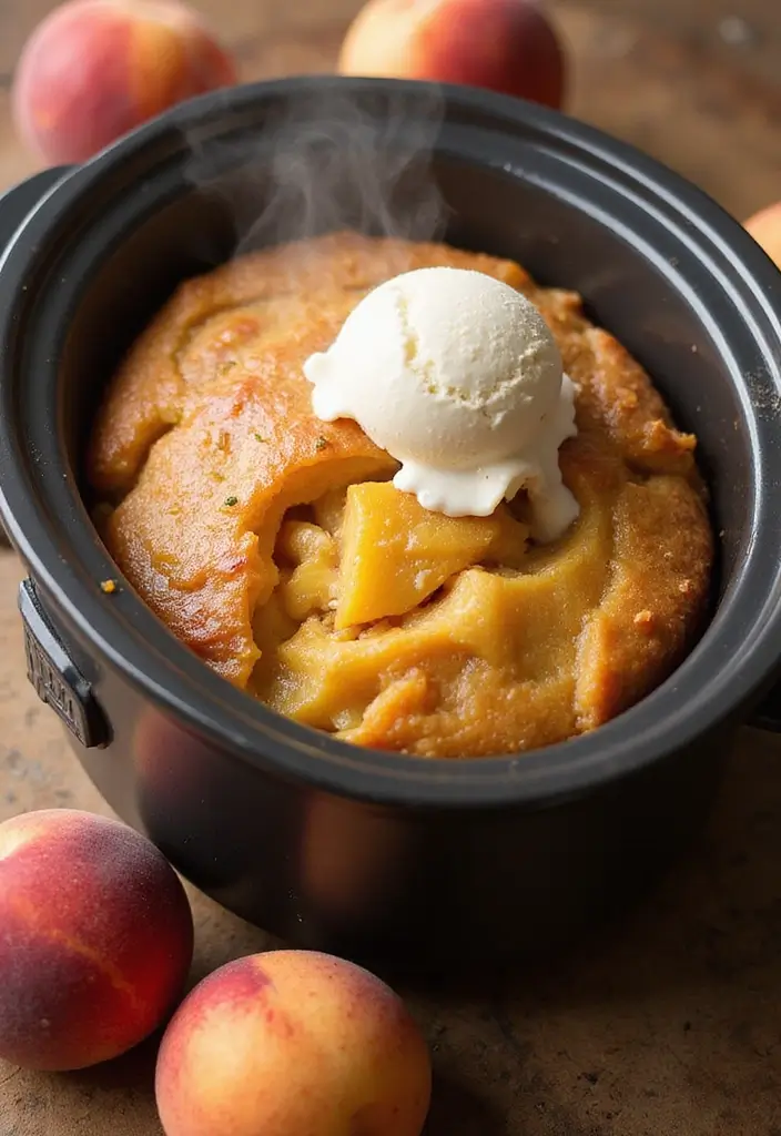 27 Peach Dump Cake Recipes You’ll Want All Summer Long - 3. Slow Cooker Peach Dump Cake