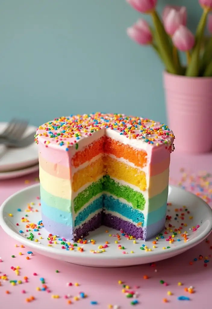 30 Birthday Cake Recipes That Deserve a Party - 9. Funfetti Rainbow Cake