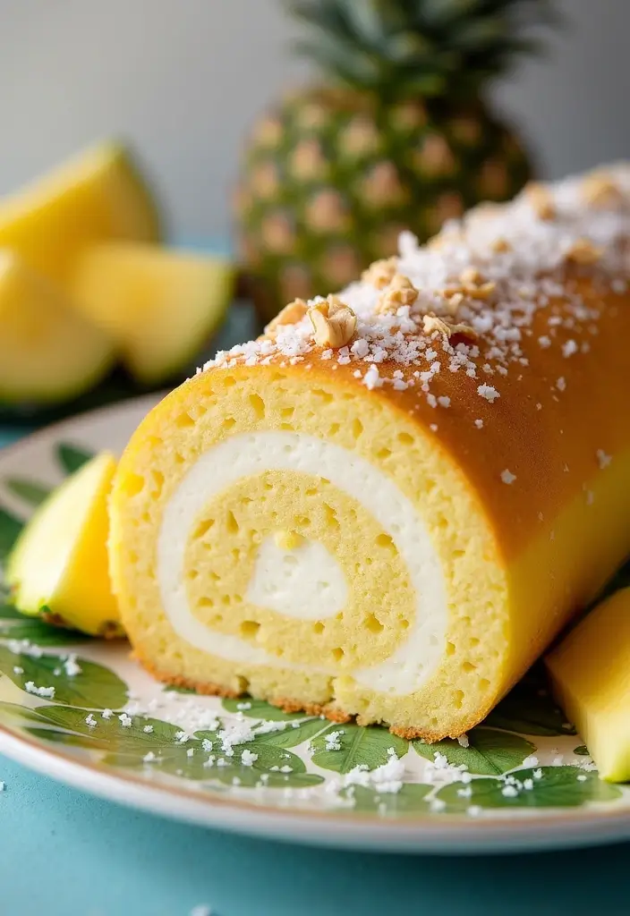 30 Cake Roll Recipes That Look Fancy but Are Easy to Make - 11. Pina Colada Cake Roll