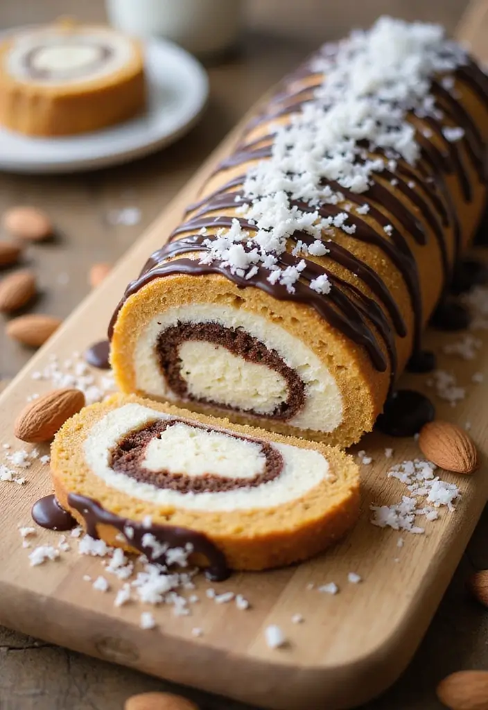 30 Cake Roll Recipes That Look Fancy but Are Easy to Make - 12. Almond Joy Cake Roll