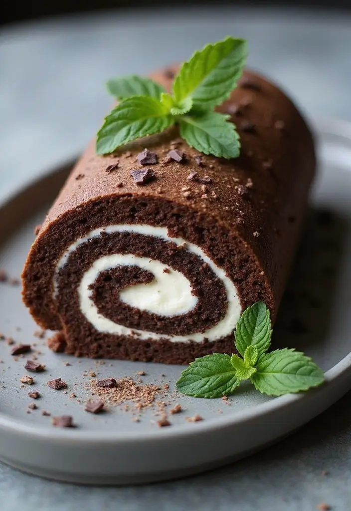 30 Cake Roll Recipes That Look Fancy but Are Easy to Make - 13. Chocolate Mint Cake Roll