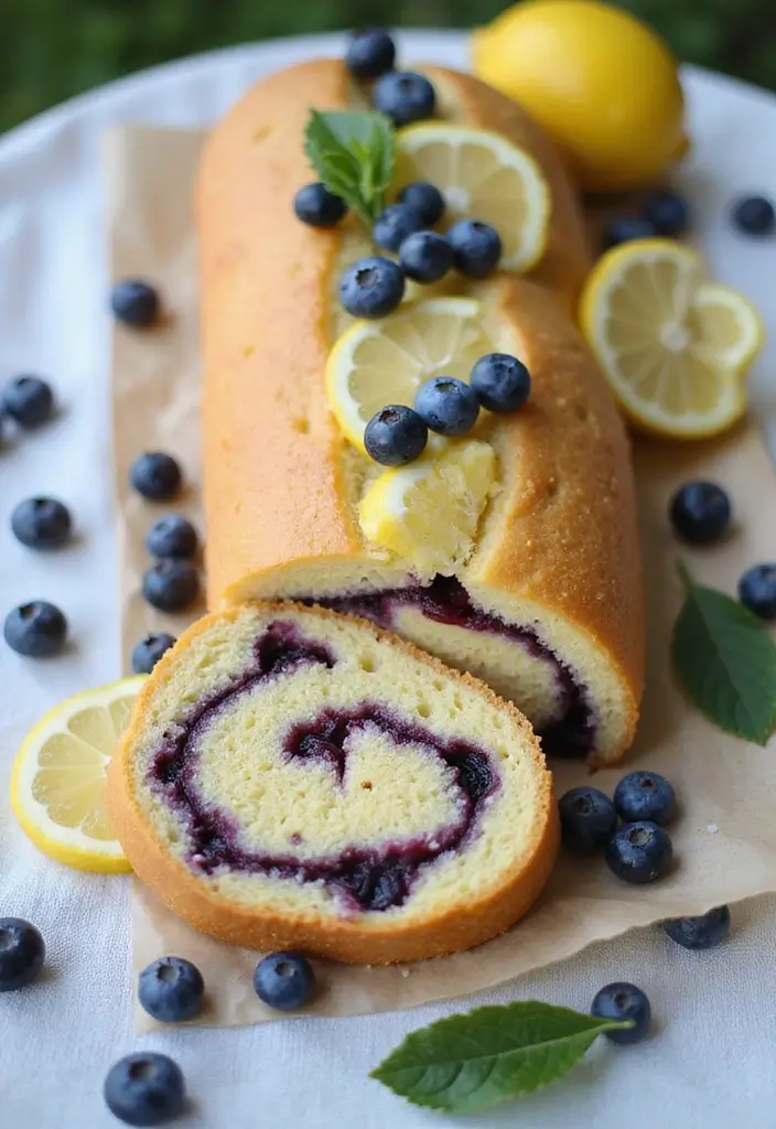 30 Cake Roll Recipes That Look Fancy but Are Easy to Make - 15. Blueberry Lemonade Cake Roll