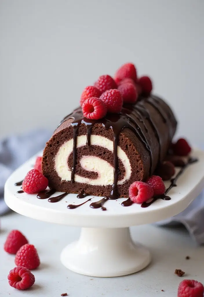 30 Cake Roll Recipes That Look Fancy but Are Easy to Make - 18. Chocolate Raspberry Cake Roll