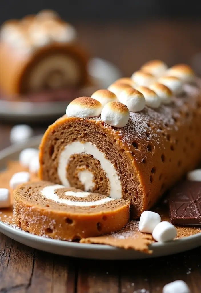 30 Cake Roll Recipes That Look Fancy but Are Easy to Make - 20. S'mores Cake Roll