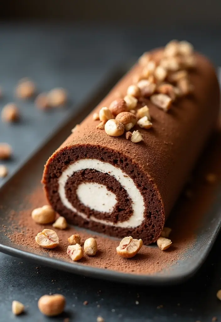 30 Cake Roll Recipes That Look Fancy but Are Easy to Make - 21. Mocha Hazelnut Cake Roll