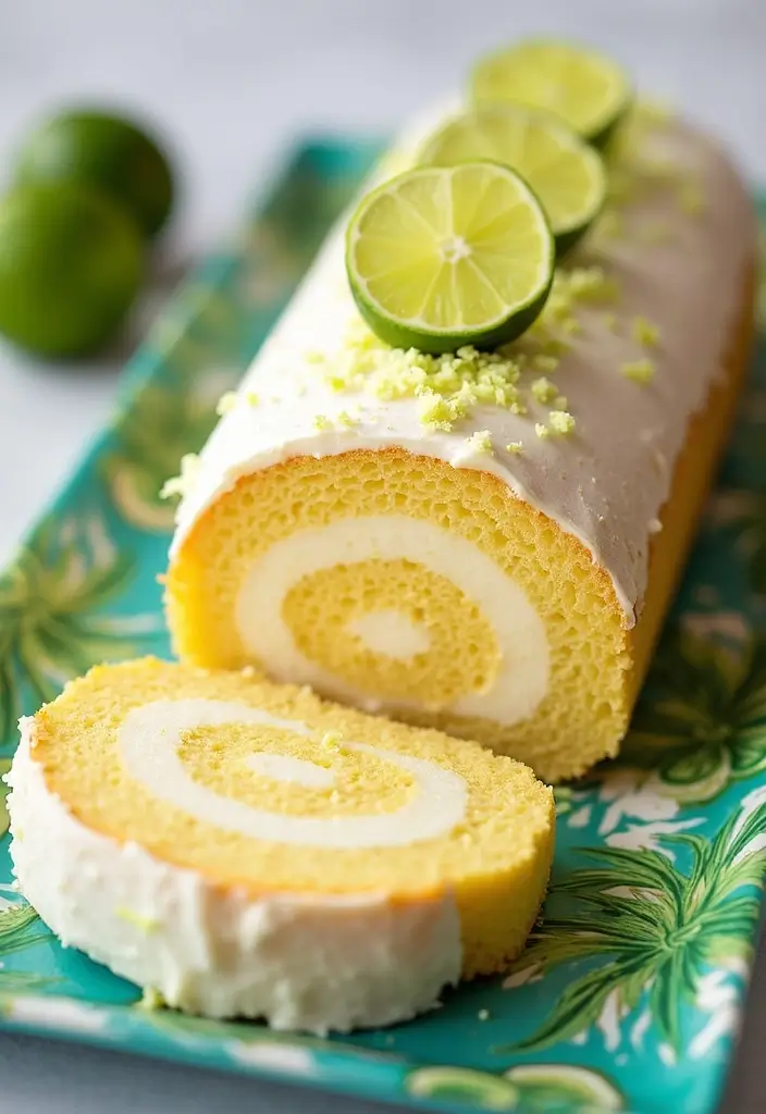 30 Cake Roll Recipes That Look Fancy but Are Easy to Make - 25. Key Lime Pie Cake Roll