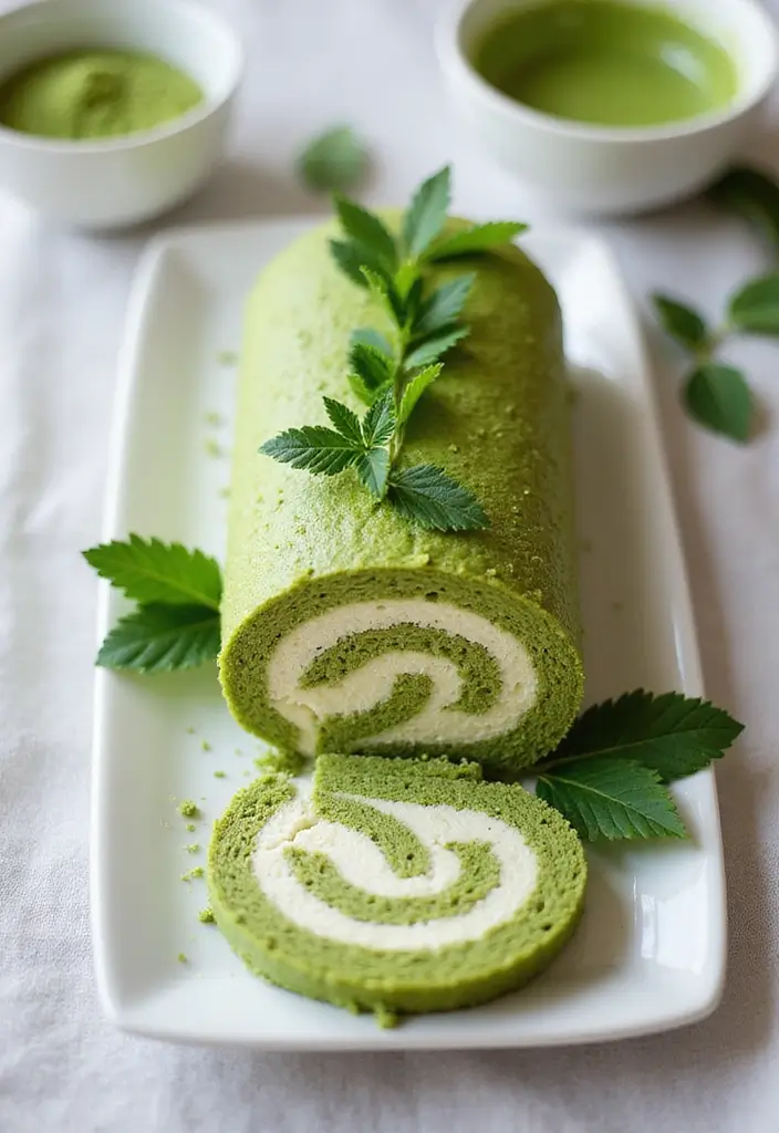 30 Cake Roll Recipes That Look Fancy but Are Easy to Make - 4. Matcha Green Tea Cake Roll