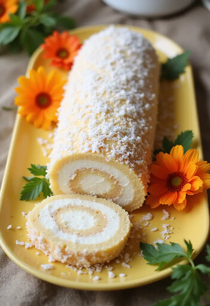 30 Cake Roll Recipes That Look Fancy but Are Easy to Make - 6. Coconut Cream Cake Roll