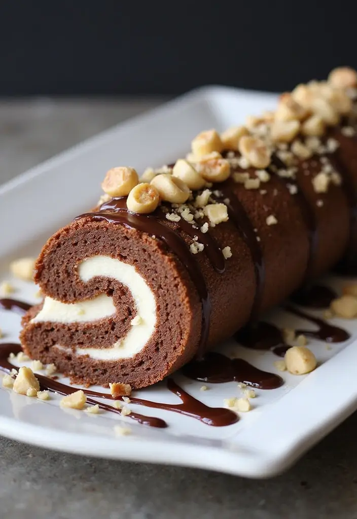 30 Cake Roll Recipes That Look Fancy but Are Easy to Make - 7. Hazelnut Chocolate Cake Roll