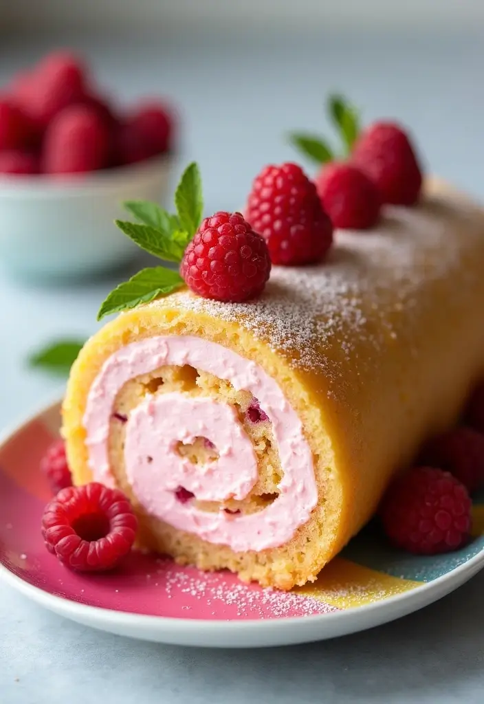 30 Cake Roll Recipes That Look Fancy but Are Easy to Make - 8. Raspberry Cream Cake Roll