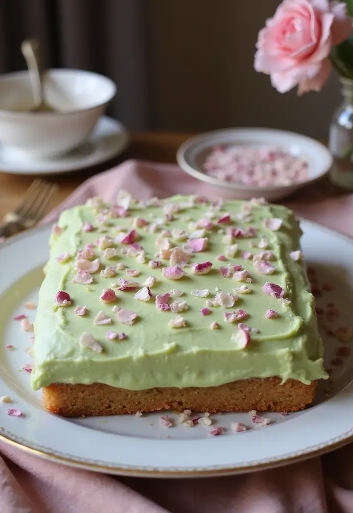 30 Gluten-Free Sheet Cake Recipes That Feed a Crowd with Ease - 26. Pistachio Rosewater Gluten-Free Sheet Cake