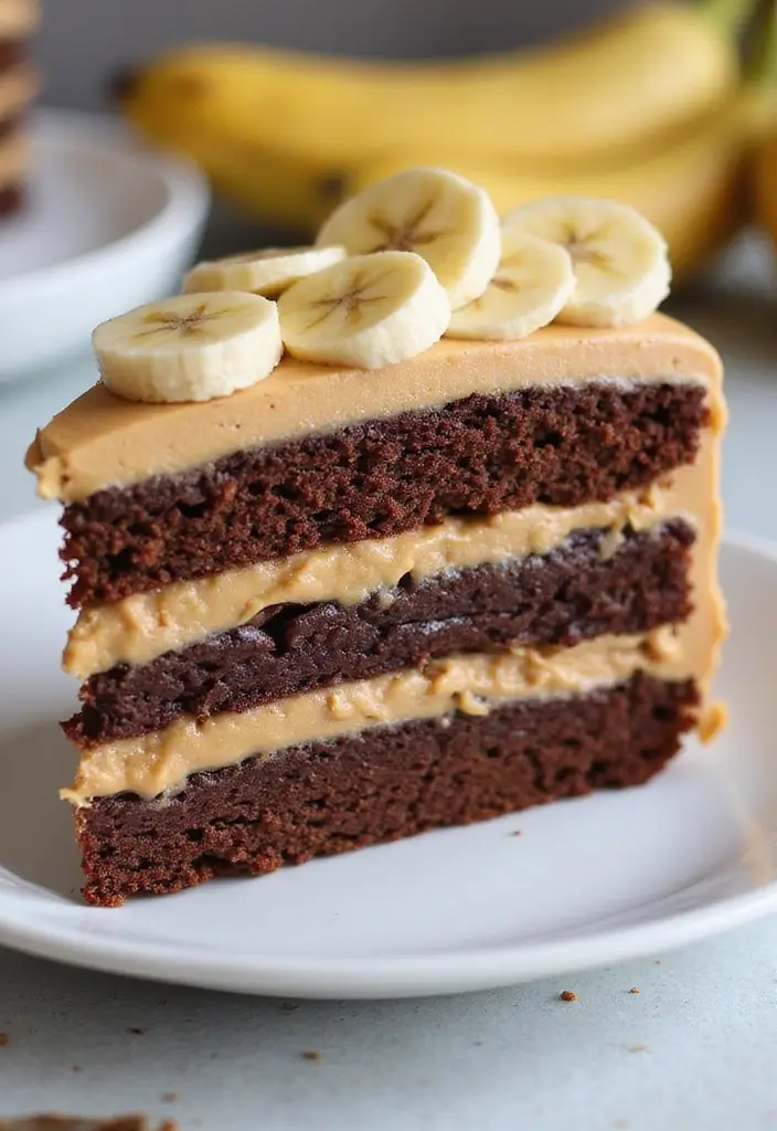 30 Gooey Cake Recipes That Melt in Your Mouth - 30. Chocolate Peanut Butter Banana Cake