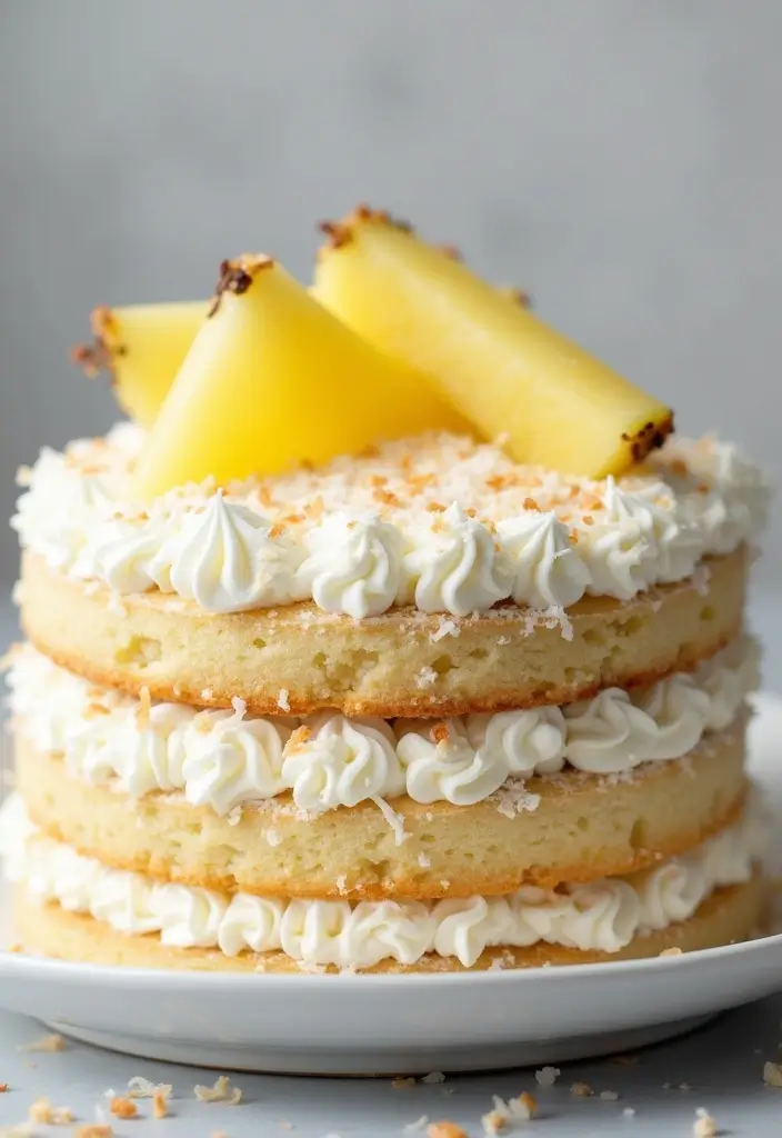 30 Pineapple Cake Recipes That Bring the Tropics Home - 2. Coconut-Pineapple Layer Cake