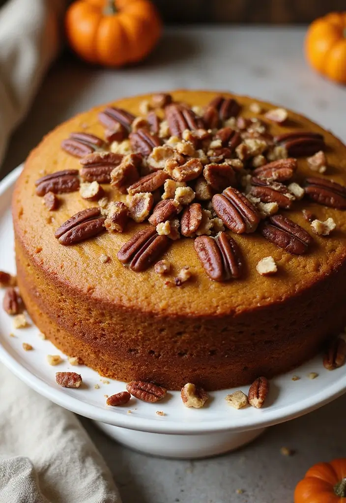 30 Pumpkin Cake Recipes That Taste Like Autumn Magic - 13. Pumpkin Pecan Cake