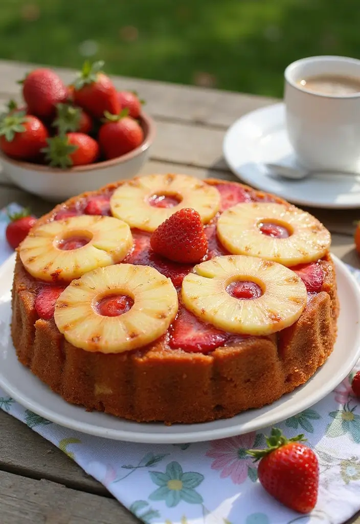 30 Strawberry Cake Recipes Bursting with Sweet Berry Flavor - 15. Strawberry Pineapple Upside-Down Cake