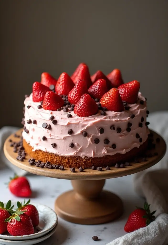30 Strawberry Cake Recipes Bursting with Sweet Berry Flavor - 17. Strawberry Chocolate Chip Cake