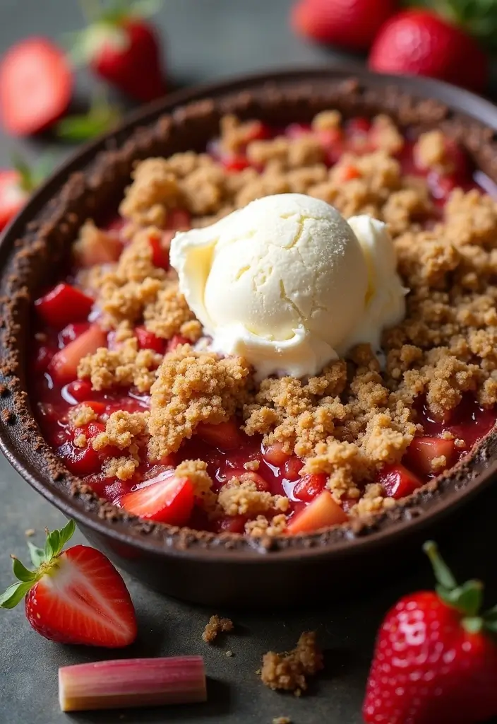 30 Strawberry Cake Recipes Bursting with Sweet Berry Flavor - 23. Strawberry Rhubarb Crumble Cake