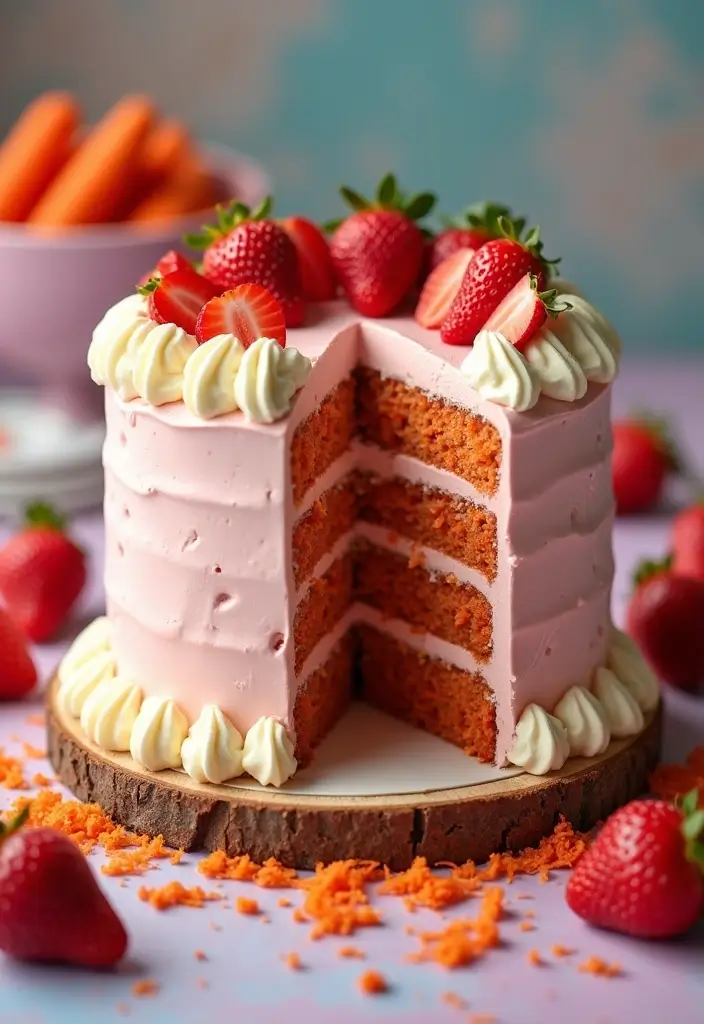 30 Strawberry Cake Recipes Bursting with Sweet Berry Flavor - 28. Strawberry Carrot Cake
