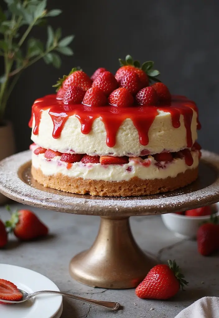 30 Strawberry Cake Recipes Bursting with Sweet Berry Flavor - 7. Strawberry Cheesecake Cake