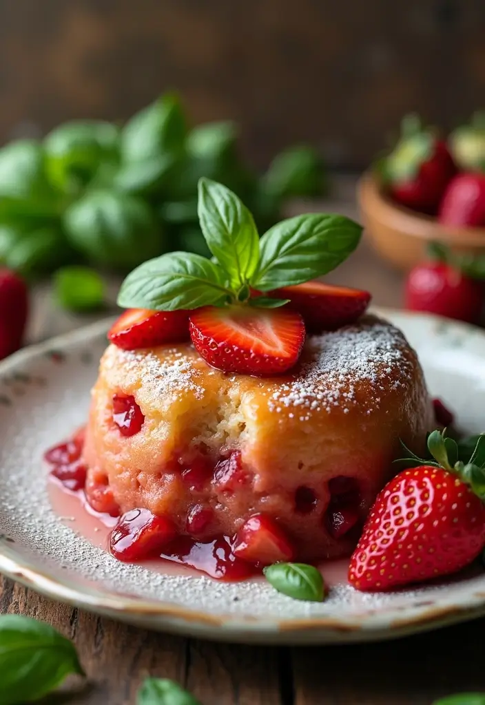 30 Strawberry Dump Cake Recipes You’ll Make on Repeat - 15. Strawberry Basil Dump Cake