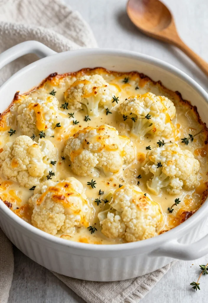 10 Keto Cauliflower Casserole Recipes for Cozy Low-Carb Comfort - 4. Creamy Garlic Cauliflower Bake