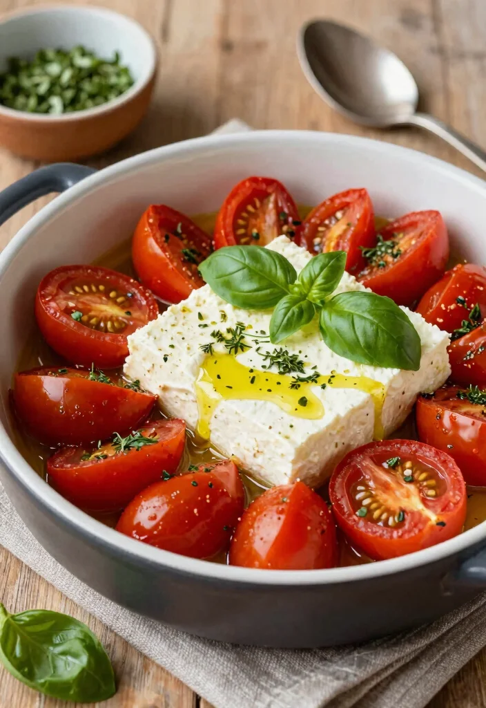 10 Keto Feta Recipes for Easy Flavorful Low-Carb Meals - 7. Baked Feta with Tomatoes and Herbs