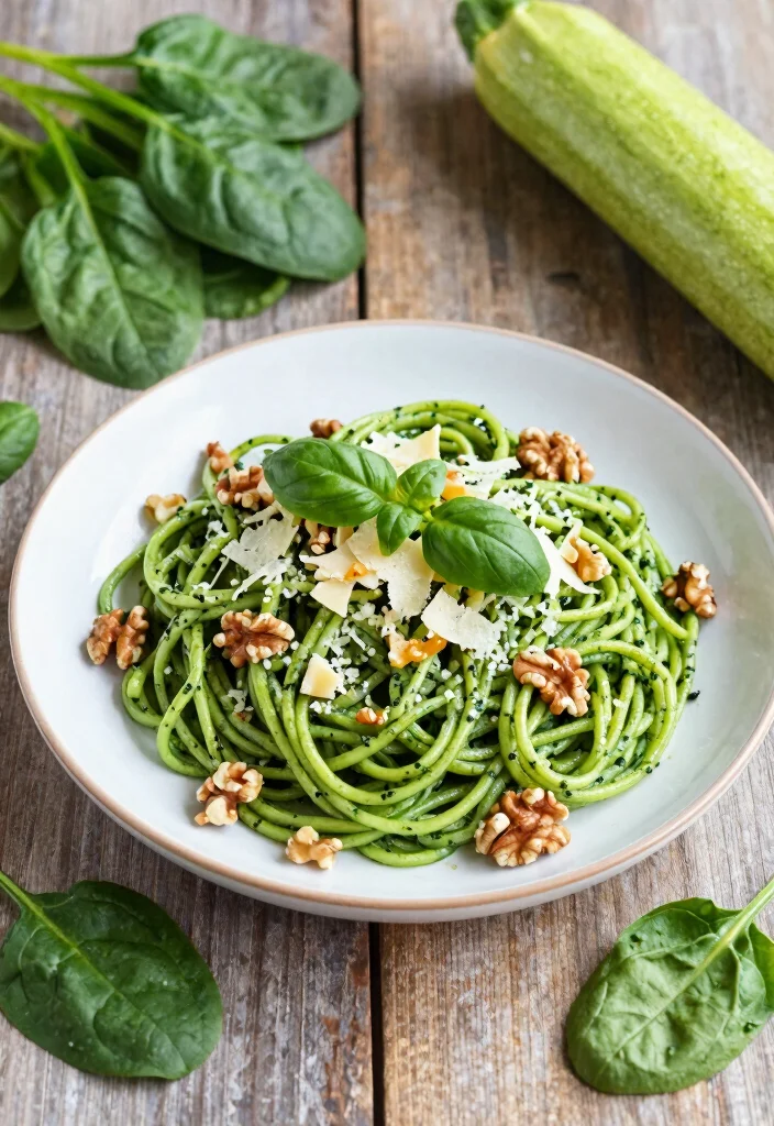 10 Keto Green Recipes for Fresh Light Low-Carb Eating - 9. Spinach Pesto Zoodles