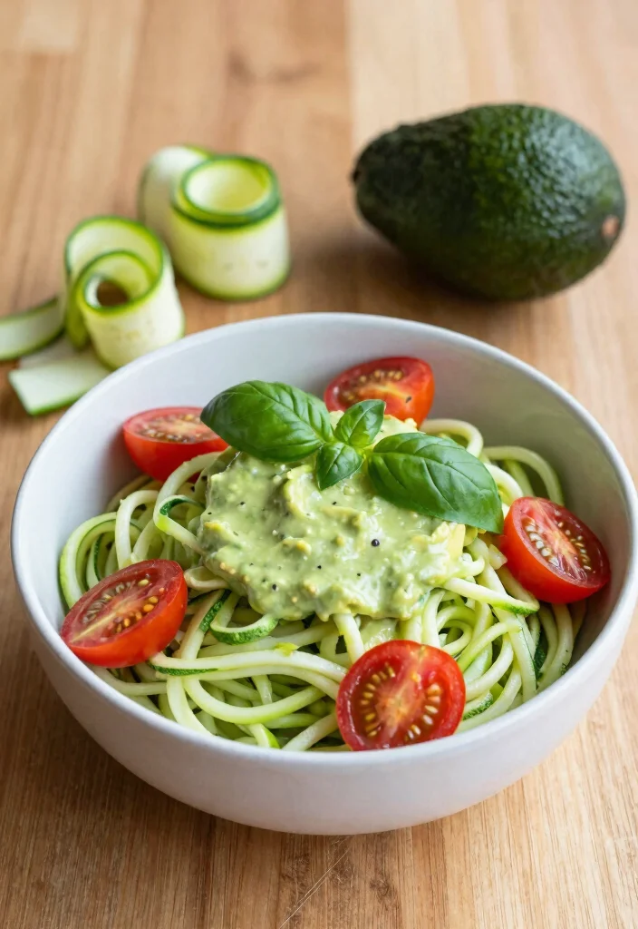 10 Onion-Free Garlic-Free Vegetarian Recipes for Gentle Eating - 4. Zucchini Noodles with Avocado Sauce