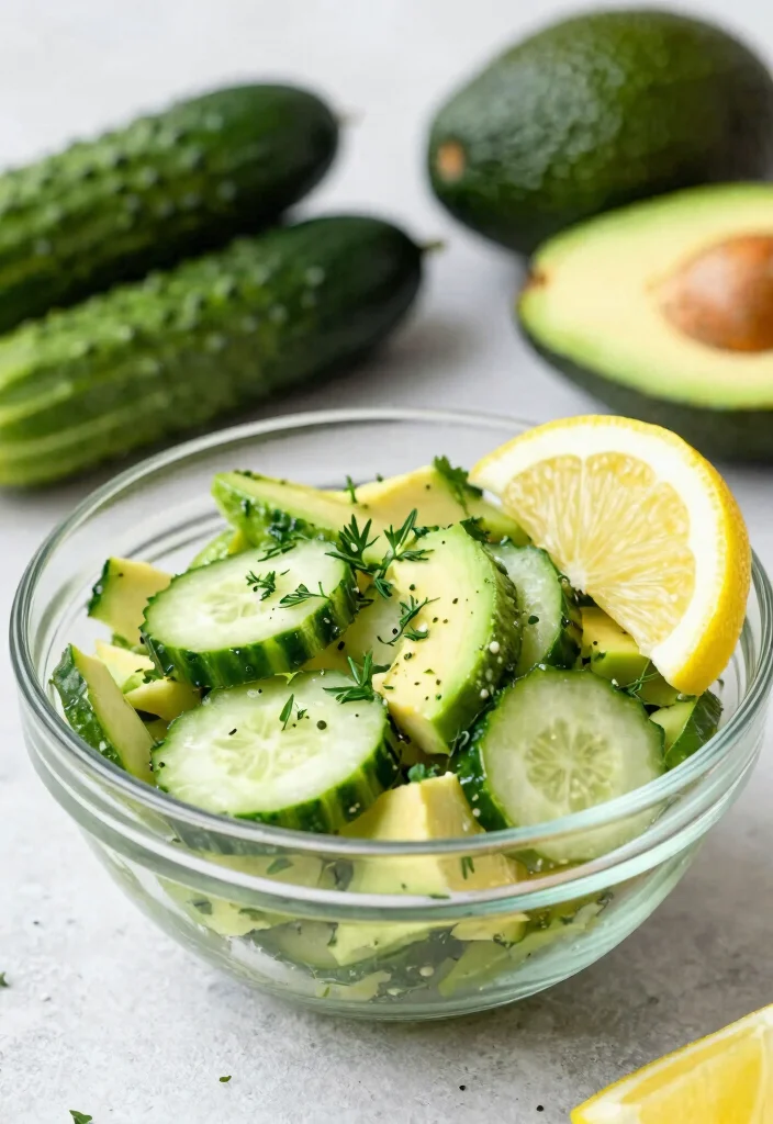 10 Onion-Free Garlic-Free Vegetarian Recipes for Gentle Eating - 9. Cucumber and Avocado Salad